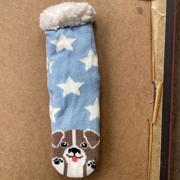 Sherpa Critter Socks New With Tag Dog And Star Design Slipper Socks - Picture 4 of 7